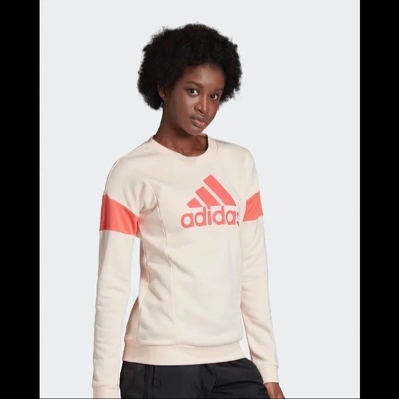 ADIDAS Pink Graphic Crewneck Pullover Sweatshirt Size Large - Picture 4 of 10